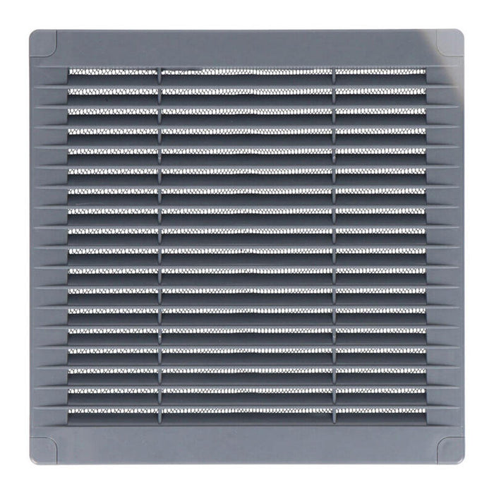 Pack De 2 Unidades - Rejilla Ventilación Cuadrada Con Tapones Y Mosquitera 200x200x7mm Abs Gris