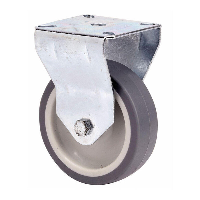 Pack De 2 Unidades - Rueda Fija De Goma Con Placa Y Eje Liso, Color Gris, Carga Máx. 40 Kg, Ø 5 Cm