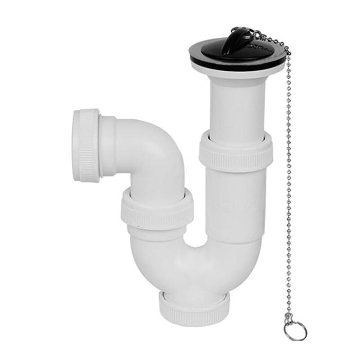 Pack De 2 Unidades - Sifon Curvo Extensible 1" 1/2" Con Cadena Y Tapon