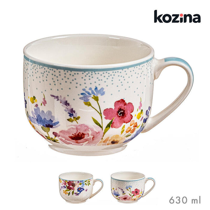 Pack De 2 Unidades - Tazón Con Diseño De Flores Modelos Variados 630 Ml