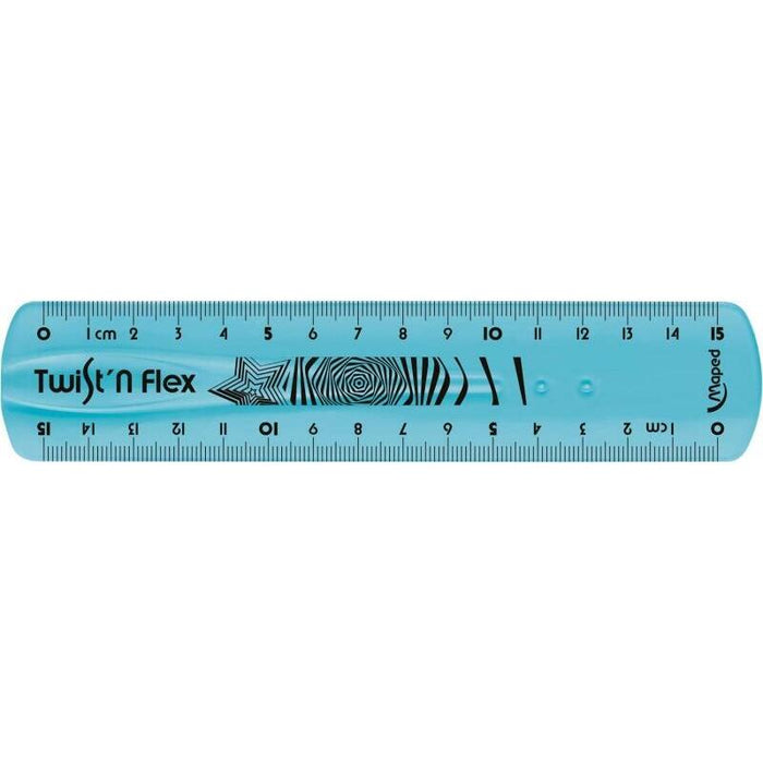 Pack De 20 Unidades Maped Twist´N Flex Regla De Flexible 15cm - Irrompible - Doble Graduacion - Colores Aleatorios