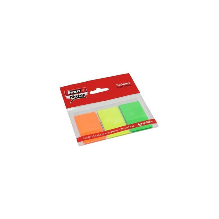 Pack De 24 Unidades Fixo Marcadores Adhesivos Banderitas Pet 25x43mm Pack 3 Bloc X 25h C/Surtidos Neón