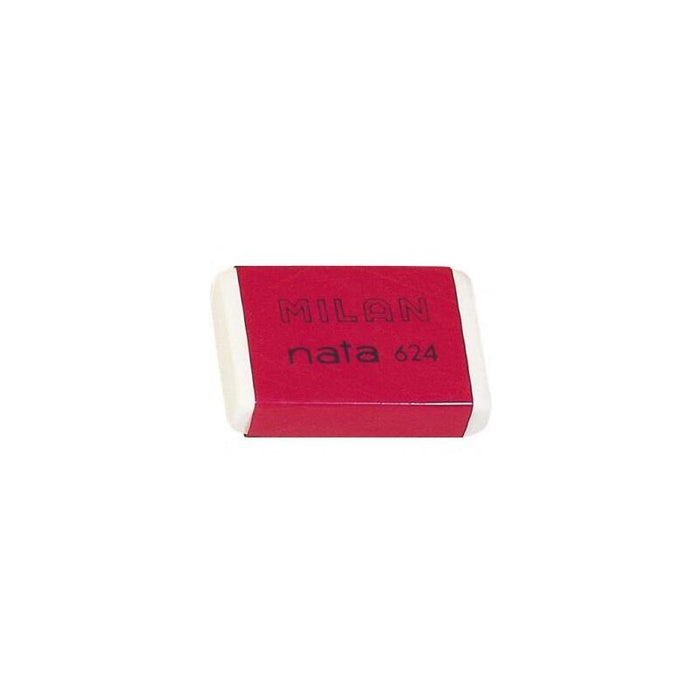 Pack De 24 Unidades Milan Nata 624 Goma De Borrar Rectangular - Plastico - Suave - No Abrasiva - Color Blanco