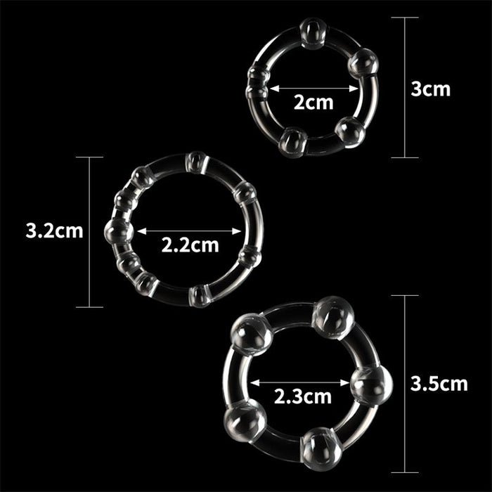 Pack De 3 Anillos Para El Pene Power Plus Triple Transparentes