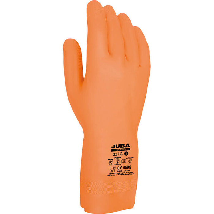 Pack De 3 Unidades - Guante Látex / Neopreno, Flocado Interior Algodón, Naranja, T-06