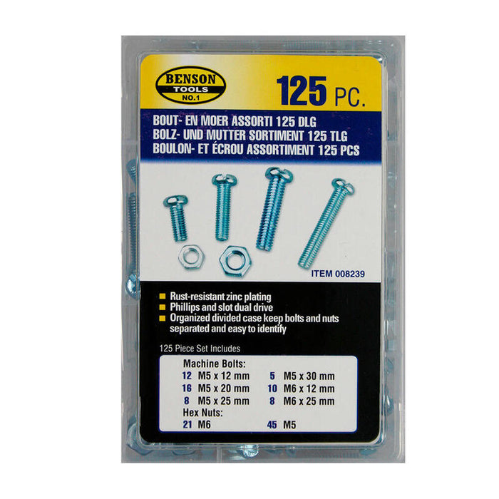Pack De 3 Unidades - Juego Tornillos Con Tuerca 125 Piezas