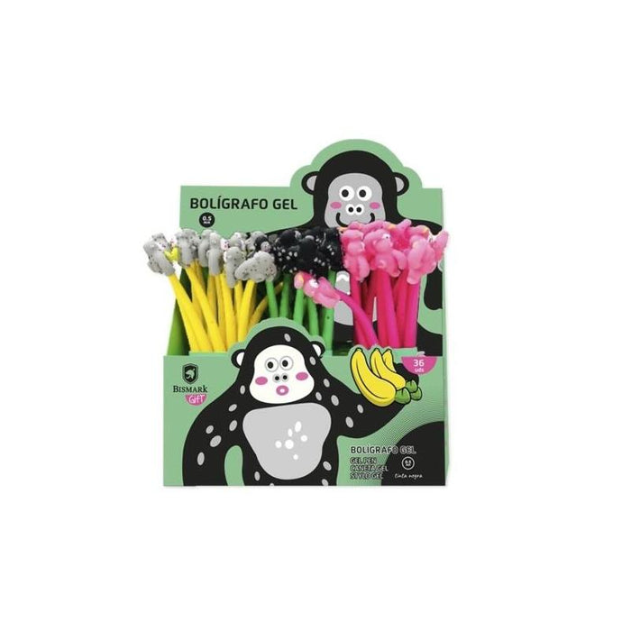 Pack De 36 Unidades Bismark Animals Gorila Boligrafo Tacto Soft Con Divertidos Gorilas - Punta Fina - Tinta Gel Color