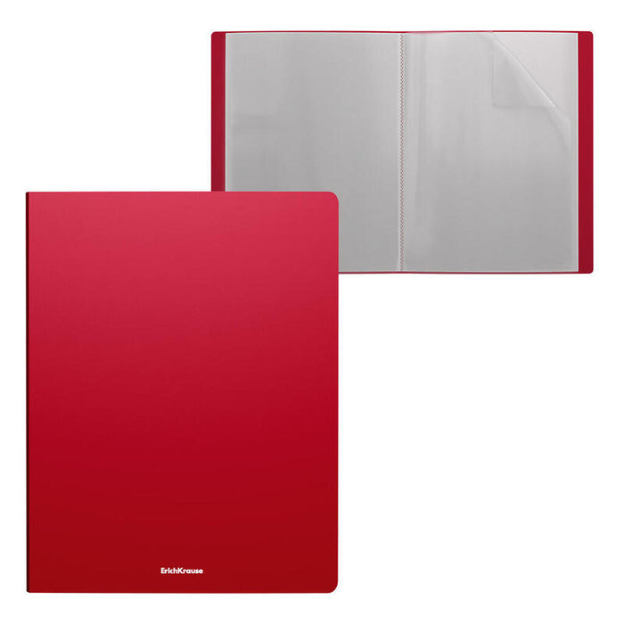 Pack De 4 Unidades Erichkrause Carpetas Con Fundas Matt Classic - 20 Fundas - Tamaño A4 - Color Rojo