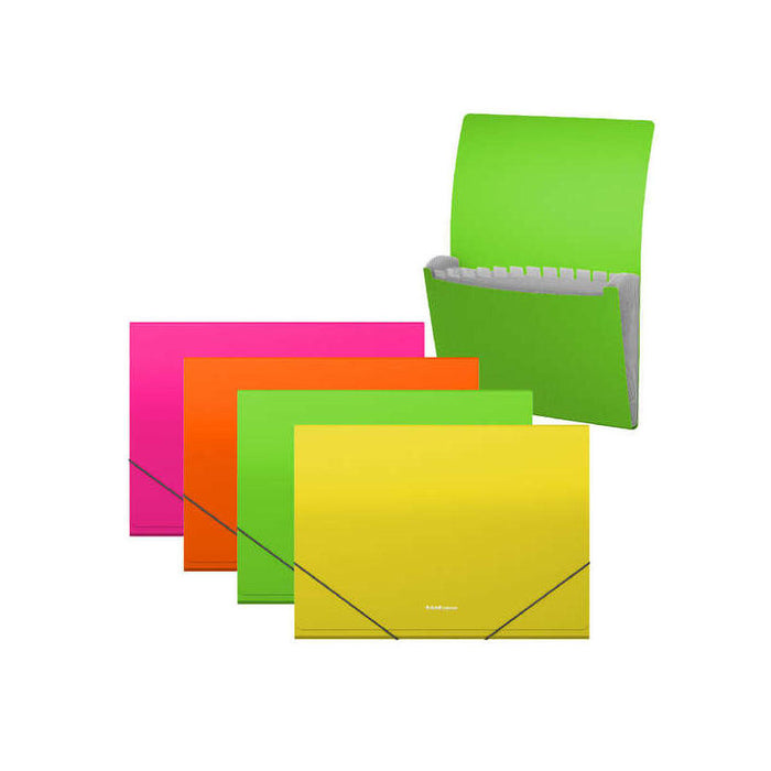 Pack De 4 Unidades Erichkrause Clasificadores Matt Neon - 12 Fundas - Tamaã±O A4 - Surtidos
