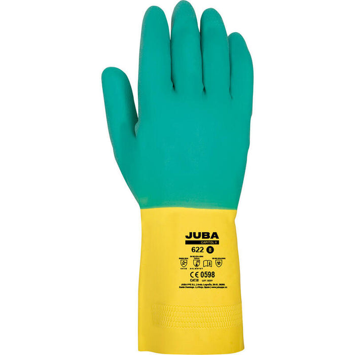 Pack De 4 Unidades - Guante De Trabajo Bicolor Latex Talla 8 Juba