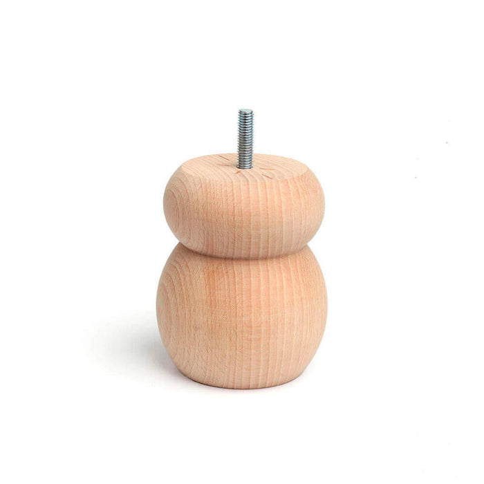 Pack De 4 Unidades - Pata De Madera Redonda De Haya En Color Crudo Mod.450. Dimensiones Ø7,7x10cm Rei
