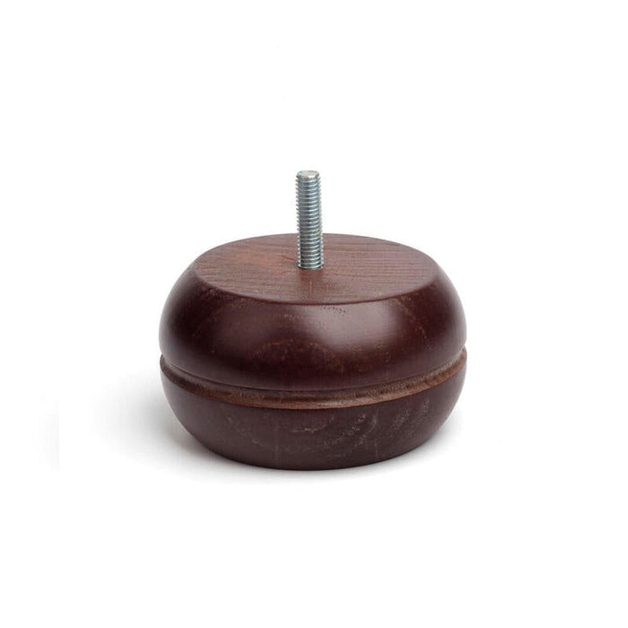 Pack De 4 Unidades - Pata De Madera Redonda De Haya En Color Wengué Mod.459. Dimensiones Ø9x5cm Rei