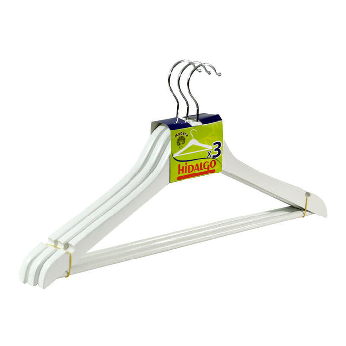 Pack De 4 Unidades - Perchas De Madera, Blancas, 3 Uds