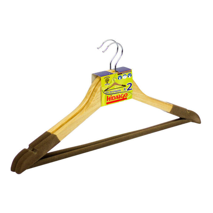 Pack De 4 Unidades - Perchas Madera Con Terciopelo, 2 Uds