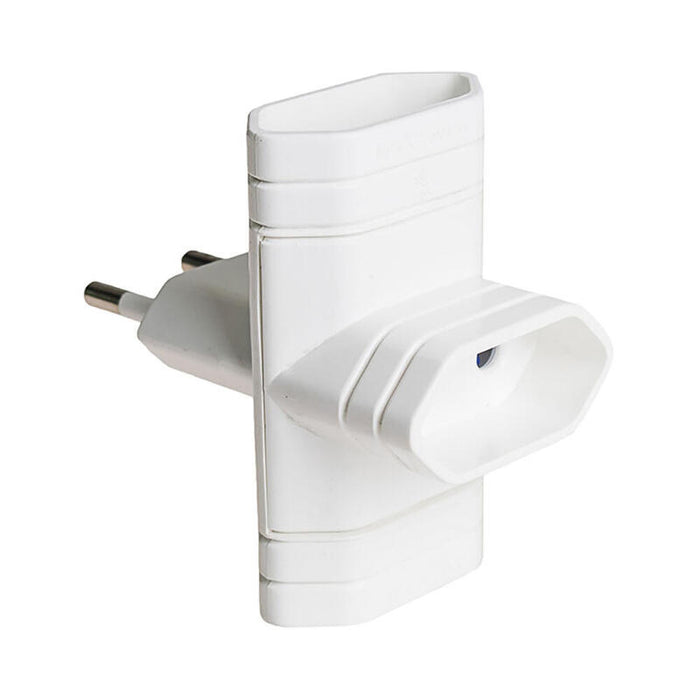 Pack De 5 Unidades - Clavija Triple 10a 250v 4mm 2300w Blanca Solera 6009.