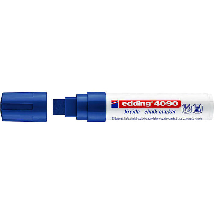 Pack De 5 Unidades Edding 4090 Rotulador De Tiza Liquida - Punta Biselada - Trazo Entre 4 Y 15mm - Olor Neutro - Color Azul