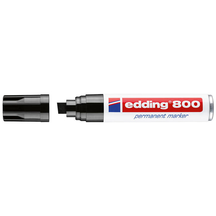 Pack De 5 Unidades Edding 800 Rotulador Permanente Punta Biselada - Trazo Entre 4 Y 12 Mm. - Recargable - Secado Instantaneo - Color Negro