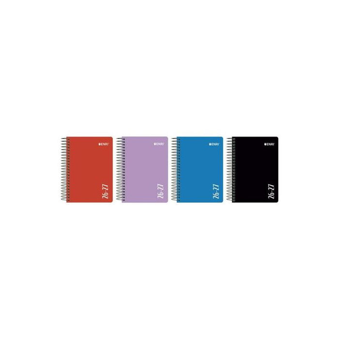 Pack De 5 Unidades Enri Agenda Escolar Con Espiral - Castellano - Tapa De Plastico - Formato Octavo - Dia Pagina -