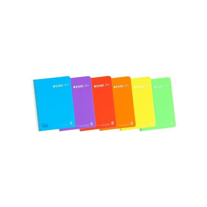 Pack De 5 Unidades Enri Cuaderno Espiral 80 Hojas 90gr Pauta 2,5 C/M Tapa Plástico Folio Surtidos