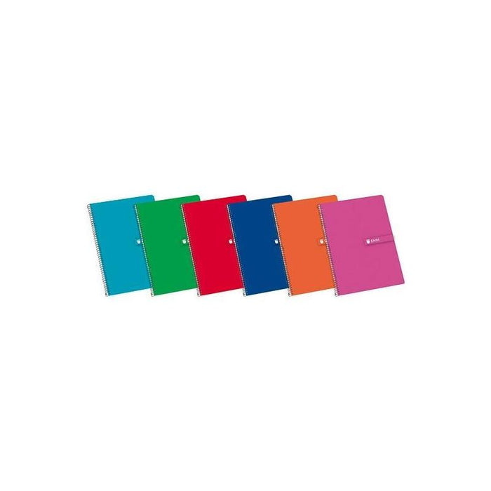 Pack De 5 Unidades Enri Cuaderno Espiral Folio T/ Dura 80h Doble Pauta 3mm 60gr  Colores Surtidos