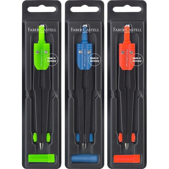 Pack De 5 Unidades Faber-Castell Compas Escolar - Circunferencias De Hasta Ø 360mm - Incluye Bote De Minas - Colores