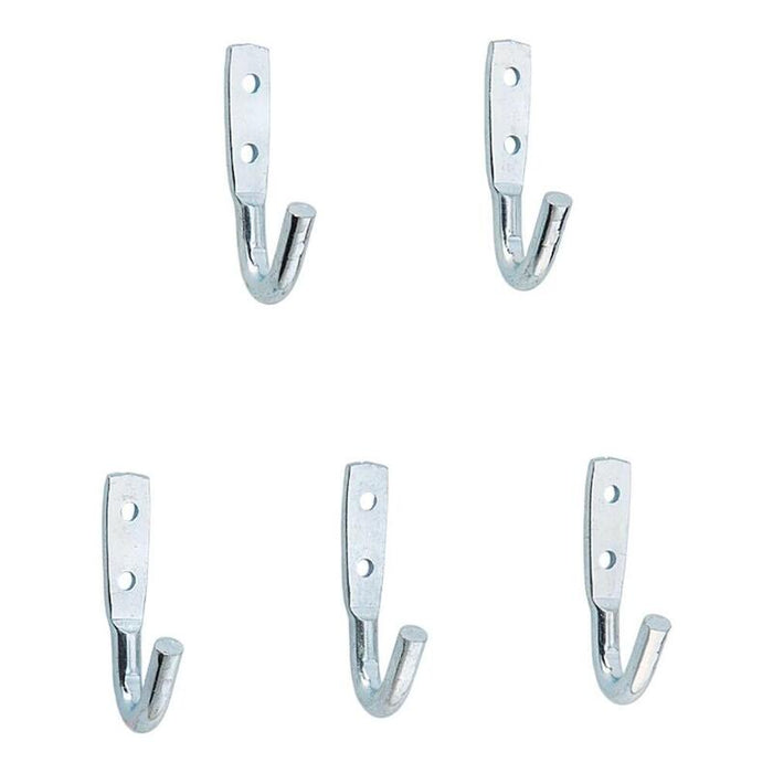 Pack De 5 Unidades - Gancho De Acero Con Acabado Zincado, Ø 8 Mm, 3 X 7 Cm, Blister De 5 Uds
