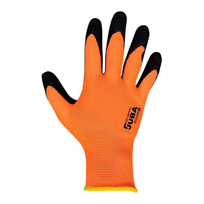 Pack De 5 Unidades - Guante Poliéster Con Palma Látex Rugoso, Keep Safe, Naranja Y Negro, T-10 Xl