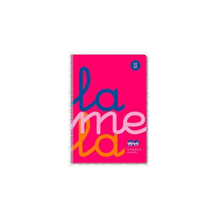 Pack De 5 Unidades Lamela Cuaderno Espiral 80h Folio 90gr Cuadrovía 5mm C/Margen Cubierta Pp Rosa Fluorescente