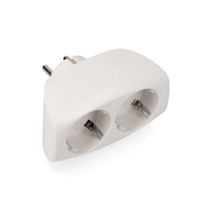 Pack De 5 Unidades - Multiconector T/Tl Doble Salida Tipo F 4,8mm Económico Máx 3680w Blanco (Envasado)