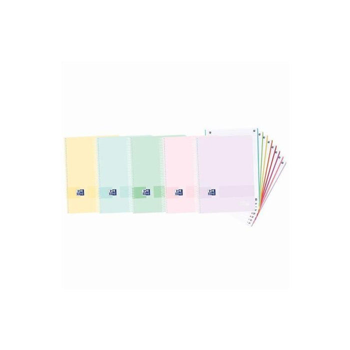 Pack De 5 Unidades Oxford Cuaderno Europeanbook 8 Live&Go Multiasignatura A4+ 160h 5x5 T/Plástico C/Surtidos Pastel