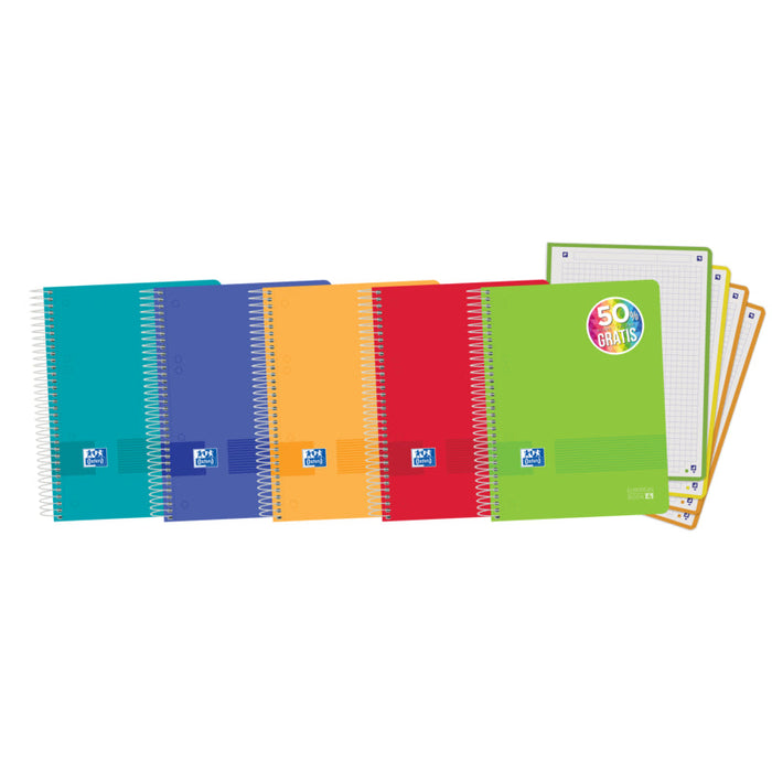 Pack De 5 Unidades Oxford Live & Go A5+ Europeanbook - Tapa De Plastico - 120 Hojas - Colores Surtidos