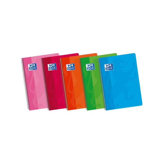 Pack De 5 Unidades Oxford School Classic Fº Cuaderno Espiral Tapa Blanda - 1 Linea Con Margen - 80 Hojas - Colores