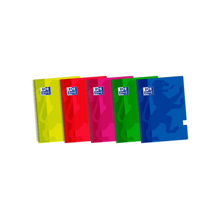 Pack De 5 Unidades Oxford School Classic Fº Cuaderno Espiral - Tapa De Plastico Liso - 80 Hojas - Colores Surtidos