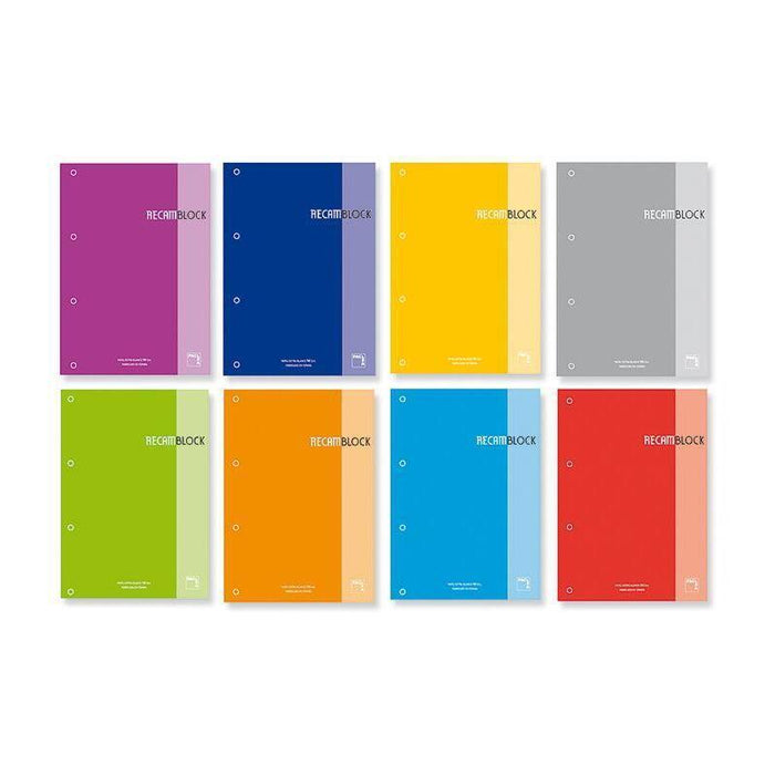 Pack De 5 Unidades Pacsa Recambio 100h A4 Encolado 90gr 5x5 4 Taladros Recamblock Turquesa