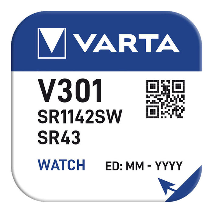 Pack De 5 Unidades - Pila De Boton Sr43 - V301 Varta 82mah (Blister 1 Unid.) Ø11,6x4,2mm