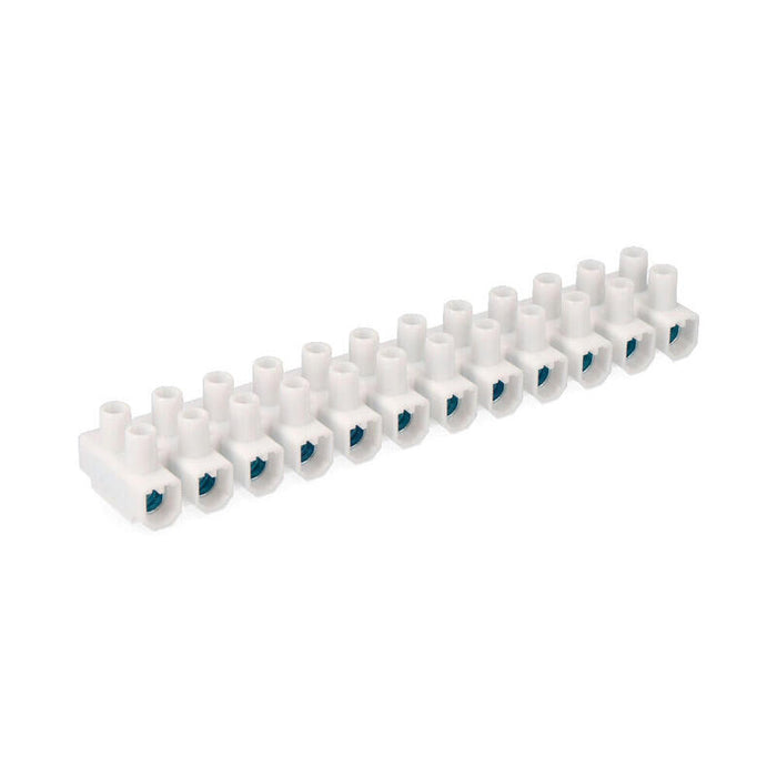 Pack De 5 Unidades - Regleta De Conexion De 25 Mm , 12 Conectores, Homologada, Blanca (Retractilada)