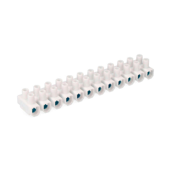 Pack De 5 Unidades - Regleta De Conexion De 25 Mm , 12 Conectores, Homologada, Blanca