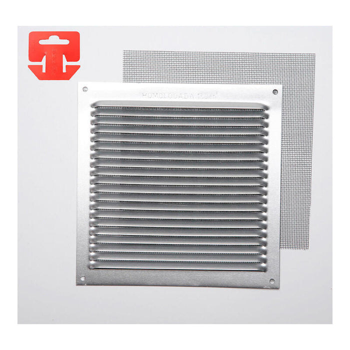 Pack De 5 Unidades - Rejilla Con Mosquitera. Aluminio 0.6 Natural 170x170mm (G)