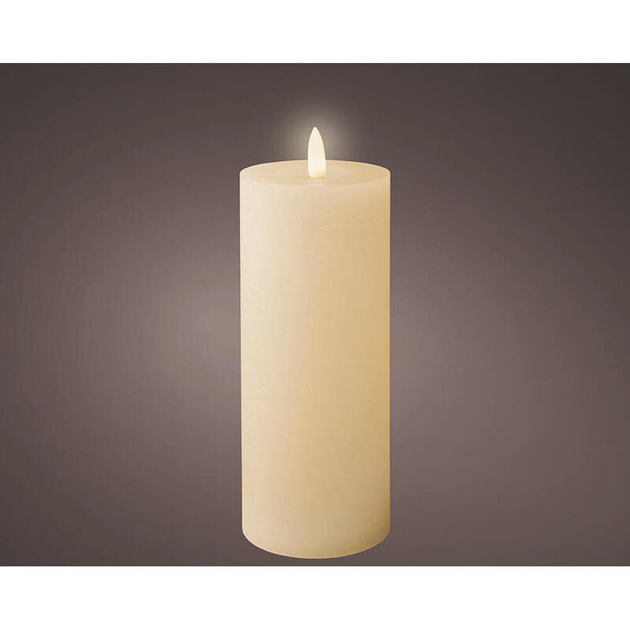 Pack De 5 Unidades - Vela De Cera Led, Color Beige, Superficie Rústica Ø7 X 19 Cm