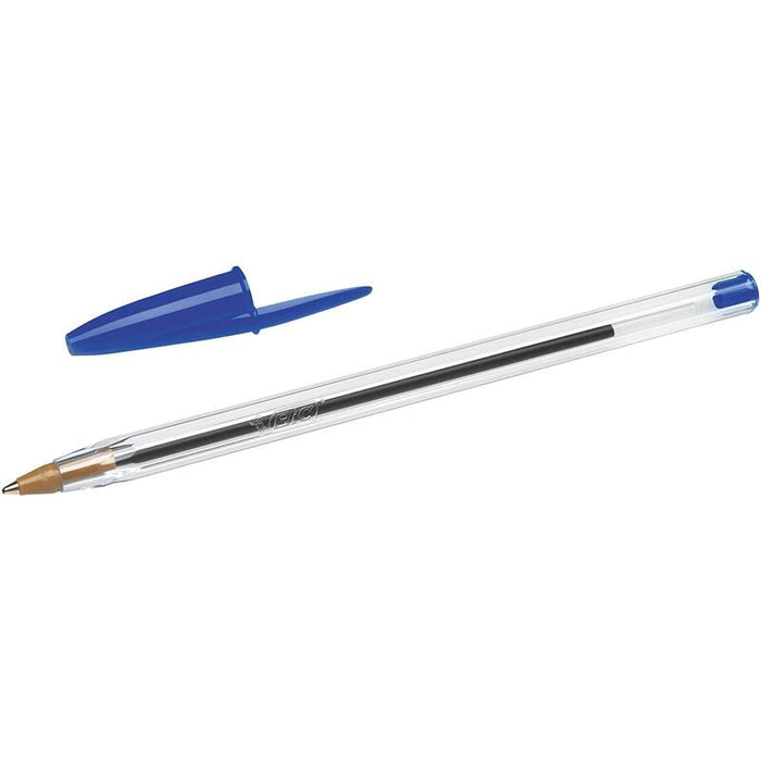 Pack De 50 Unidades Bic Cristal Original Boligrafo De Bola - Punta Redonda De 1.0mm - Trazo 0.4mm - Tinta Con Base De Aceite - Color Azul
