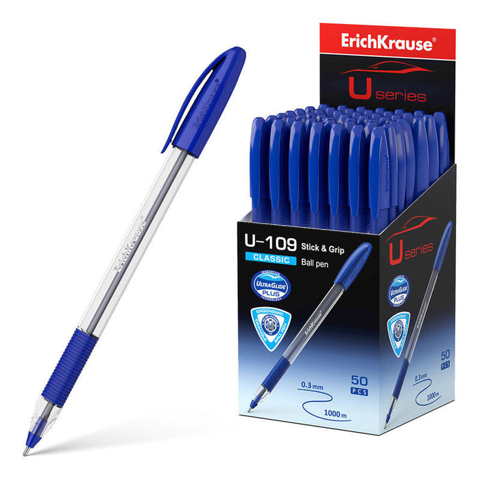 Pack De 50 Unidades Erichkrause Boligrafo U-109 Classic Stick&Grip - Ultra Glide Technology - Tinta Azul