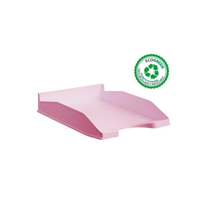 Pack De 6 Unidades Archivo 2000 Bandeja Ecogreen Apilable 3 Posiciones 345x255x60mm Reciclado Rosa Pastel