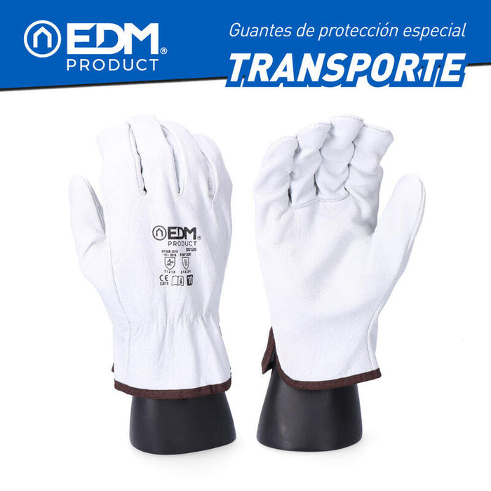 Pack De 6 Unidades - Guante Transporte De Piel Flor Vacuno Talla 10 Edm