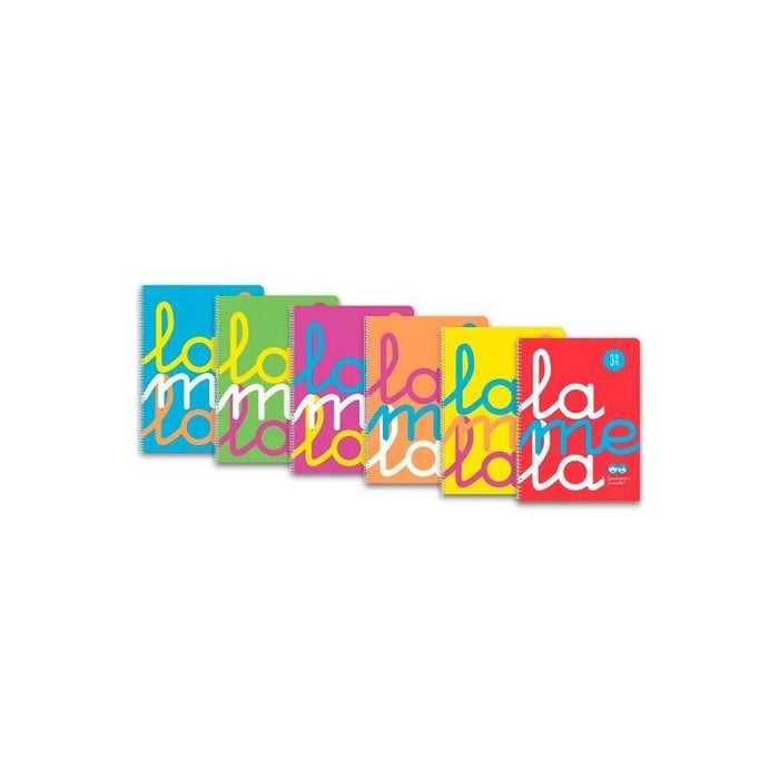 Pack De 6 Unidades Lamela Cuaderno Espiral 80h Folio 90gr Cuadrovía 3mm Cubierta Pp Flúor C/Surtidos