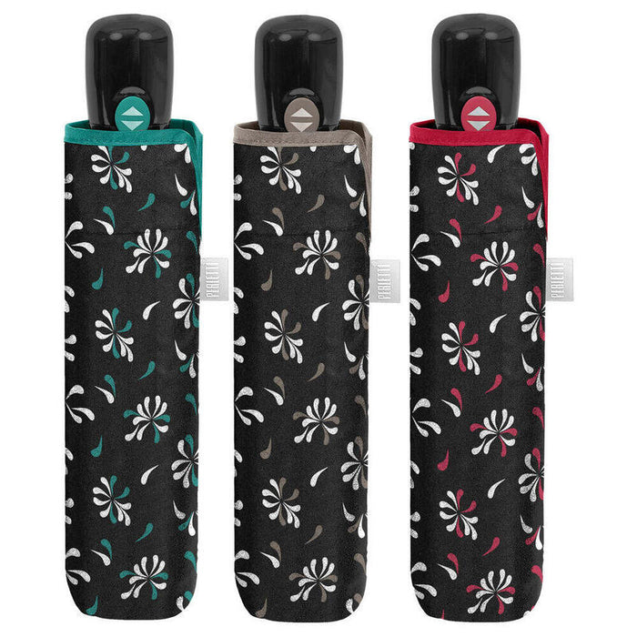 Pack De 6 Unidades - Paraguas Plegable Automatico Negro Estampado 54cm Surtido