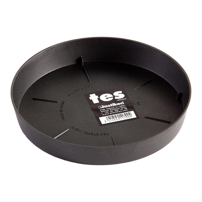 Pack De 6 Unidades - Plato De Inyeccion Para Maceta Tes Ø17cm Antracita Plastiken