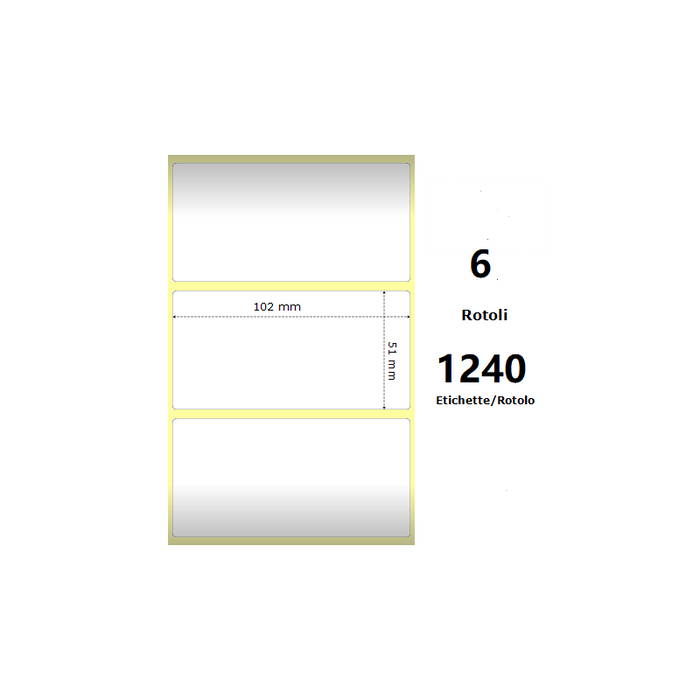 Pack De 6 Unidades White 102x51mm 1240 Et/Rotolo Z-2000d 4x2x 1 Core Circonferenza 106mm
