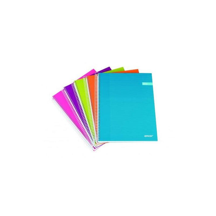 Pack De 8 Unidades Ancor Classic Stripes Cuaderno Espiral Tamaño A4 Cuadriculado 5x5mm - 120 Hojas 70gr - Tapa Dura De