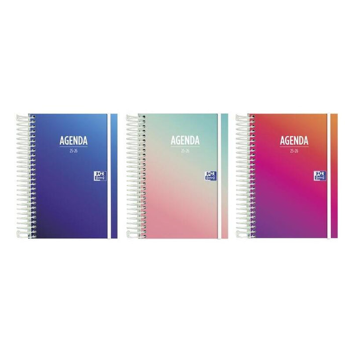 Pack De 8 Unidades Oxford Gradient Agenda Escolar 25/26 Espiral Dia Pagina - Tamaño 8º - Tapa Extradura - Esquinas