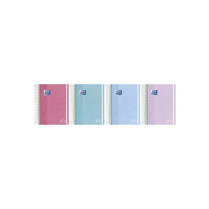 Pack De 8 Unidades Oxford Touch Agenda Escolar Con Espiral - Castellano - Tapa Extradura - Formato Octavo - Dia Pagina